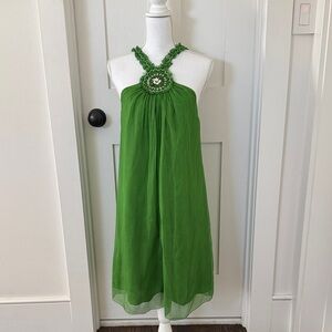Max Studio Silk Green Halter Dress Vintage